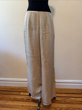 Classic Wide-Leg Silk Pants in cream
